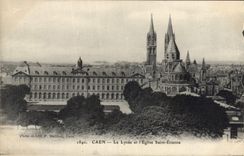 CPA Caen le Lycee et l'eglise Saint Etienne 