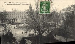 CPA Caen vue panoramique du Square de la place de la republique et l'hotel de ville 