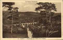 CPA Clecy panorama sur l'Orne et le Viaduc 