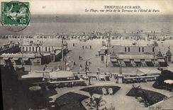 CPA Trouville sur mer la plage vue prise de la Terrase de l'hotel de Paris 