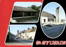 CPSM St Sylvain Calvados l'eglise la rue principal la lavoir 