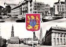 CPSM Arras le Musee place Marechal Foch la Petite place le palais de Justice 