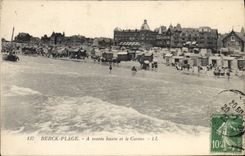 CPA Berck Plage à maree haute et le casino 