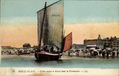 CPA Berck Plage Voilier avant le depart pour la Promenade 