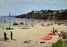 CPSM La Bretagne en Couleur Saint Nic Pentrez Finistere La Plage et Les Falaises 