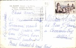 CPA Clichy (Seine) La Mairie L'Hopital Beaujon la Poste et l'Eglise St Vincent de Paul