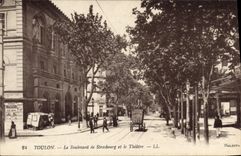 CPA Toulon Le Boulevard de Strasbourg et le Theatre