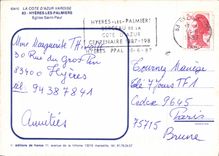 CPSM La Cote D'Azur Varoise Hyeres Les Palmiers Eglise St Paul