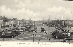 CPA le Havre la place gambetta et le bassin du commerce 