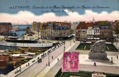 CPA Le Havre ensemble de la place Gambetta du Bassin du commerce et du Bassin du Roy 