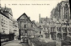 CPA Rouen rue Saint Romain Vieilles maisons du XV siecle 