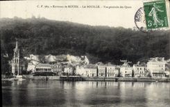 CPA Environs de Rouen la Bouille vue generale des Quais 