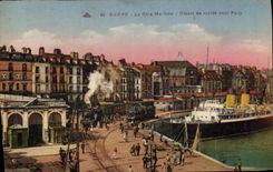 CPA Dieppe La Gare Maritime Depart du rapide pour Paris 