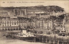 CPA Dieppe La Gare Maritime le chateau et les Falaises 
