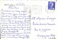 CPA Menton A M La plage Au fond Garavan et la Frontiere