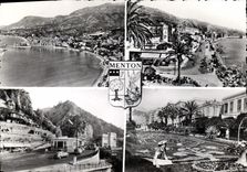 CPA Menton Vue generale La Promenade La Plage Frontiere Franco Italienne Les Fetes du Citron