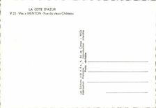 CPA La Cote d'Azur Vieux Menton Rue du vieux Chateau