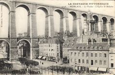 CPA La Bretagne Pittoresque Morlaix Le Viaduc L'Eglise St Melaine 
