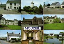 CPSM Mouzeil Loir Atlantique a gauche le centre chateau Cop Choux Carrefour de Boulay et le Calvaire