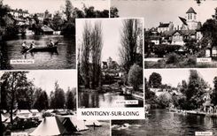 CPA Montigny sur Loing l'église la camping la baignade