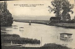 CPA Mary sur Marne Le Pont sur la Marne et les Pontons de Peche 