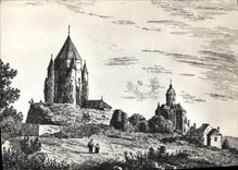 CPSM Provins au XVIIIe siecle d'apres une gravure de Fleury La Tour de Cesar et l'eglise St Quiriace
