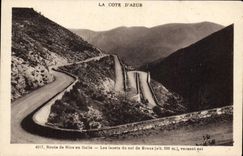 CPA Route de Nice en Italie La Cote d'Azur Les lacets du col de Braus