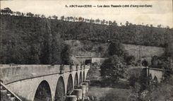 CPA Arcy sur Cure Les deux Tunnels 