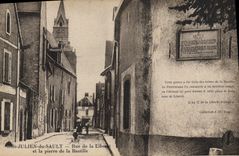CPA St Julien du Sault Rue de la Liberte et la pierre de la Bastille 