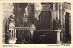CPA Pontaubert Yonne Interieur de l'Eglise Les statues 