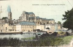 CPA Auxerre l'Yonne I'Eglise St Germain et l'Hopital 