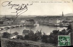 CPA Bayonne Jonction de la Nive et de l'Adour 