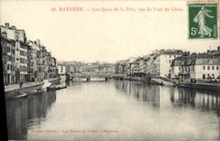 CPA Bayonne Les Quais de la Nive vue du Pont du Genie 