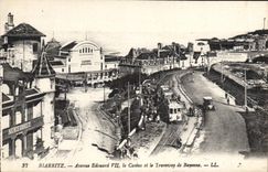 CPA Biarritz Avenue Edouard VII le Casino et le Tramway de Bayonne 