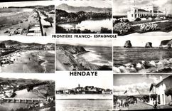 CPA Frontiere Franco Espagnole Hendaye 