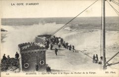 CPA La Cote d'Argent Biarritz Effet de Vague a la Digue du Rocher de la Vierge 
