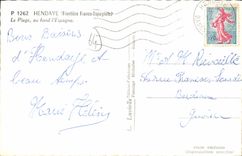 CPA Hendaye Frontiere Franco Espagnote La Plage au Fond L'Espagne