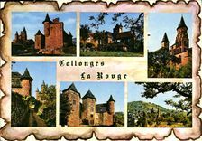CPSM COLLONGES la Rouge Manoir de Vassinhac Castel de Maussac église