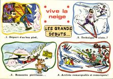 CPSM vive la neige les grands débuts ski