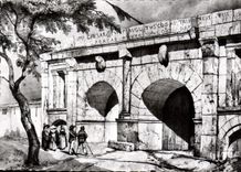 CPSM musée du vieux Nimes la porte d'Auguste en 1833 dessin de Dauzats Lithographie de Engelmann