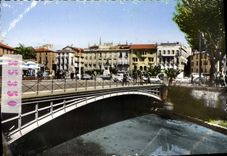 CPM Perpignan Place Arago et les Bords de la Basse