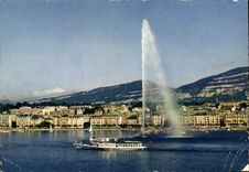 CPSM Geneve Le Jet D'Eau Et Le Mont Blanc