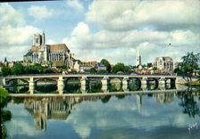 CPSM Auxerre Yonne La Cathedrale et le Pont Paul Bert 