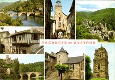CPSM Vacances en Aveyron villecomtal conques peyrusse belcastel montbazens rodez