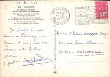 CPSM Lourdes La Basilique aux flambeaux et la Procession aux flambeaux 