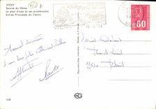 CPSM Vichy Source du Dome Le plan d'eau et ses promenades Entree Principale du Casino 