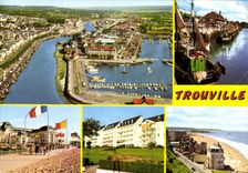 CPSM Trouville Calvados vue aerienne sur la Touques et le port de plaisance le casino le camp Cordie