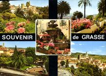 CPSM La Cote d'Azur Grasse Alpes Maritimes vue generale sur la Vieille Ville les jardins fleuris le 