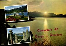 CPSM Lac de serre Poncon coucher de soleil sur le lac Savines et le pont les Demoiselles Coiffees 