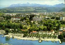 CPSM Thonon les Bains Haute Savoie le port la ville et le Massif de la Dent d'Oche 